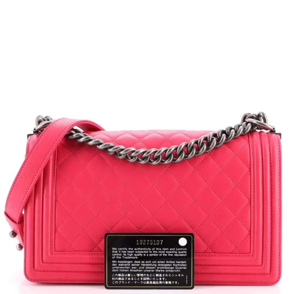 Chanel Boy Flap Bag Quilted Lambskin Old Medium Pink